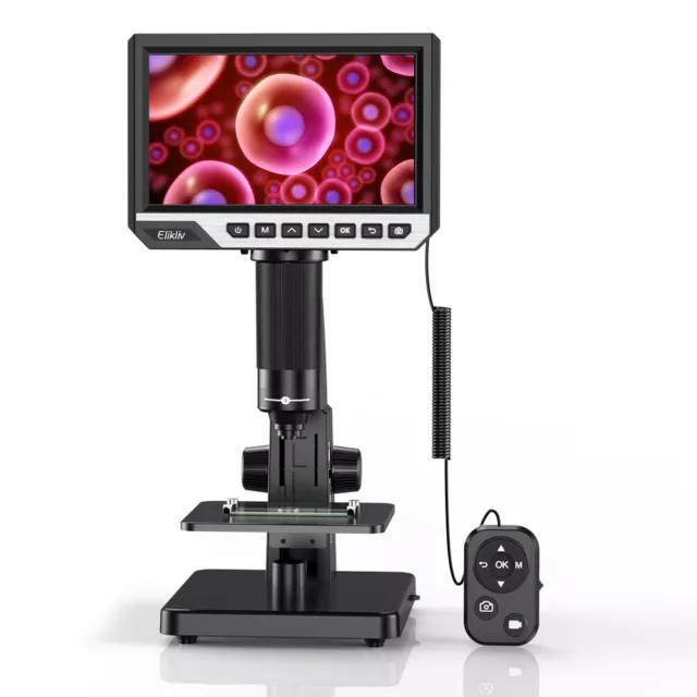 Elikliv 7" LCD Digital Microscope 2000X Biological Microscope & Remote Control