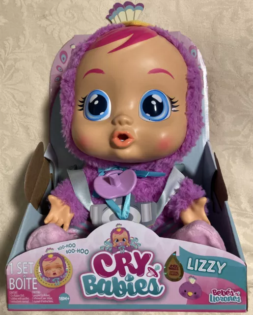 Cry Babies Lizzy Peacock Interactive Baby Doll Cries Real Tears New!