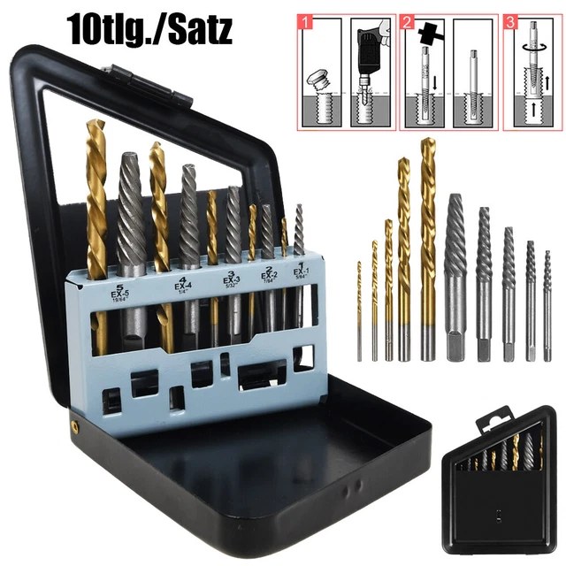 10 Tlg Bohrer Schraubenausdreher Schraubenentferner Linksausdreher Set Ausdreher