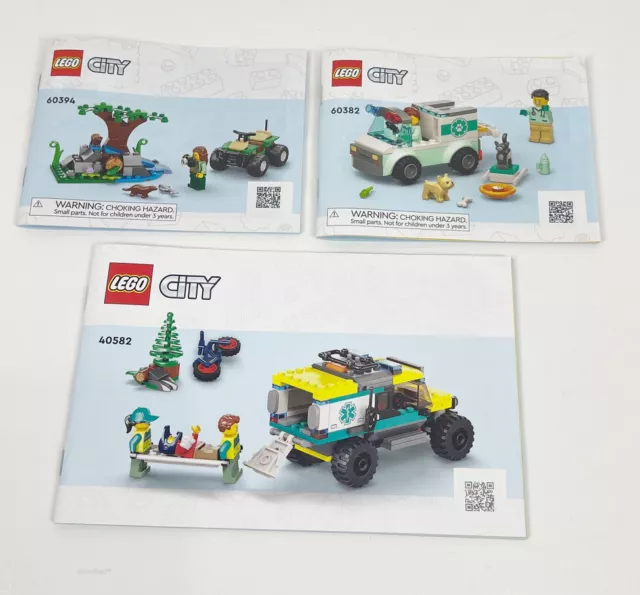 LEGO  City Lot of 3 Instruction Manuals Only Otter Habitat Vet Van Rescue 4x4