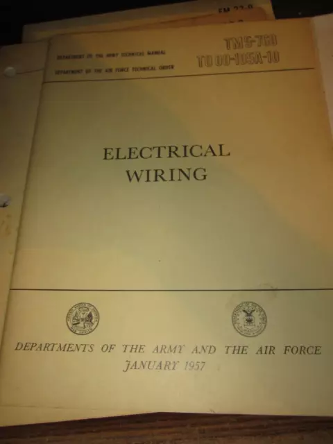 Vintage 1957 "Electrical Wiring" Technical Manual, Tm5-760, Dept. Army/Air Force