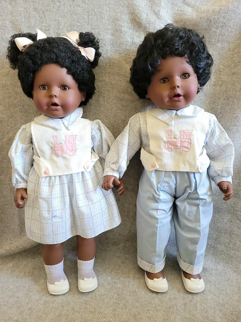 Gotz 1987 Vintage Weichpuppe 24" Soft Bodied Dolls "Lee Ann" & "Lionel"