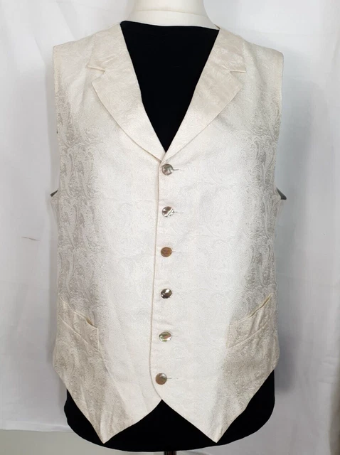 Ivory Silk FAVOURBROOK Men's Waistcoat Size 44 Wedding Formal Vest Groom