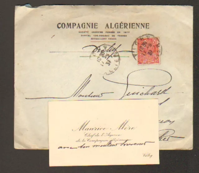 VICHY (03) Ets. "COMPAGNIE ALGERIENNE / Maurice MERE" Voyagée en 1931