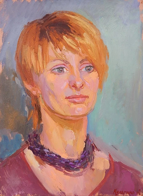 ORIGINAL OIL PAINTING Female Woman Girl Portrait by Ukrainian Artist ...