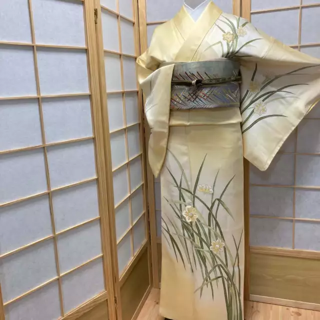 8099# kimono japonés Vintage bata de seda pura bordado kimono solo se vende...