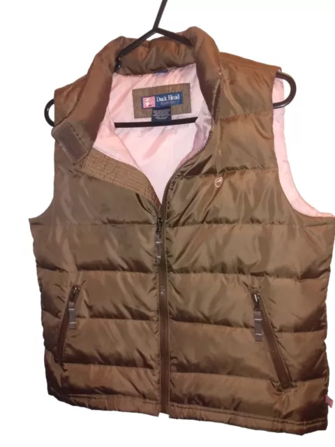 Duck Head Jeans Co. Down Blend Brown Vest 82814 Zip Pockets Women’s Size M