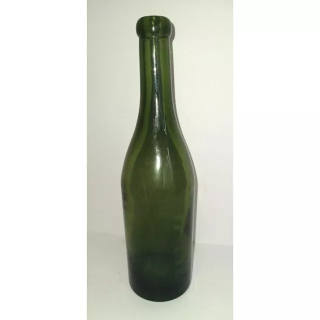 Antique Turn Mold Glass Bottle w/ Blop Top in Green