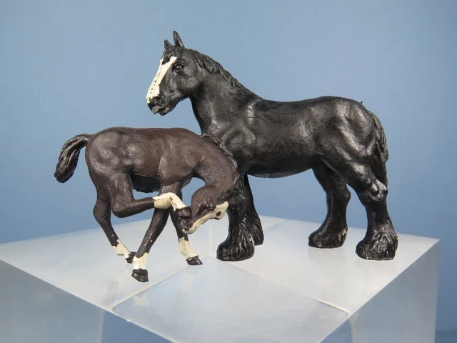 Figure Cavallo Toy Model CollectA - Giumenta E Puledro Shire Black - Nuove