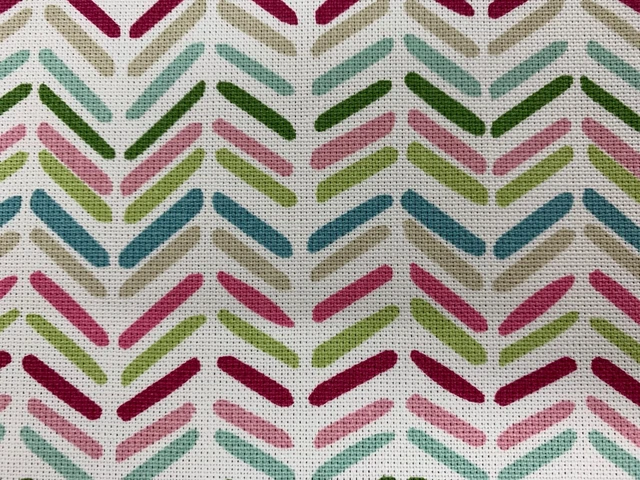 Dinky Chevron Pink/Aqua Cotton 140cm wide  Curtain Fabric