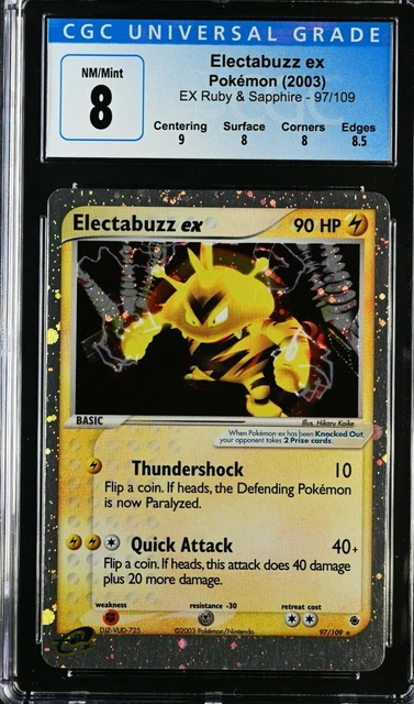 Pokemon CGC 8 NM/Mint Electabuzz ex 97/109 Holo Rare EX Ruby & Sapphire