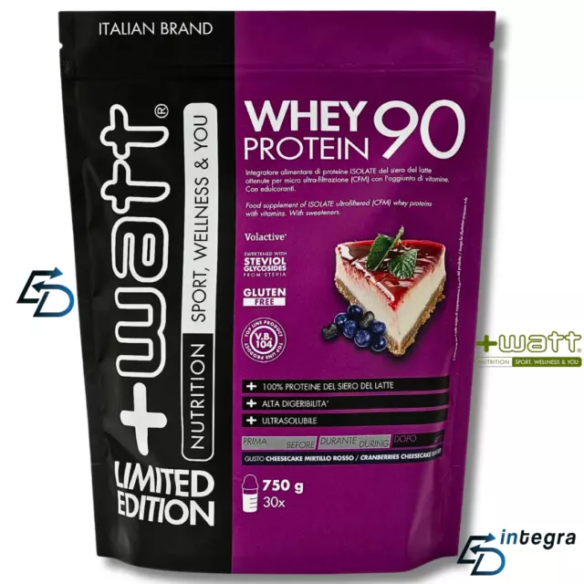 +WATT - Whey Protein 90 Proteine Isolate 750g Gusto Ceesecake Mirtillo Rosso