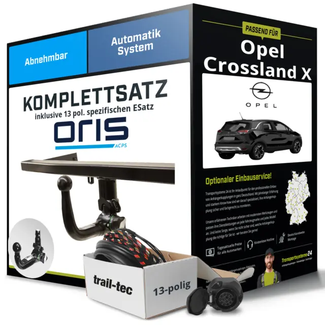 Anhängerkupplung ORIS abnehmbar für OPEL Crossland X +E-Satz Kit NEU AHK