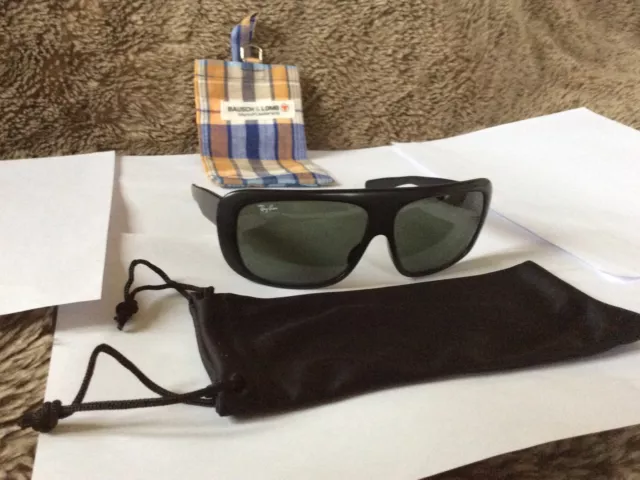 Occhiali Da Sole Ray-Ban B&L U.s.a Blair Ebony Maschera Nera Avvolgente Anni 60 & Custodia Originale 3