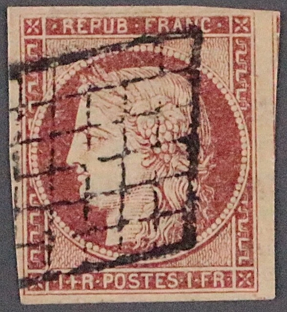 Frankreich 7 a,  1849, Ceres 1 Fr. sauber gestempelt, Fotoattest BPP KW 1000,- €