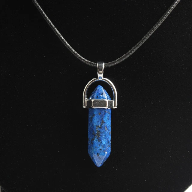 Natural Quartz Hexagonal Pendant Crystal Point Gemstone Necklace Chakra Healing