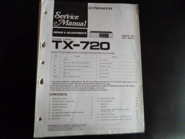 Original Service Manual Schaltplan Pioneer TX-720