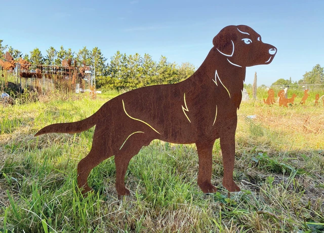 Wolf-Gartenfigur Aus Edelrost – 72 Cm Hoch, Metall-Skulptur Mit Erdspieß Für Garten Oder Terrasse
