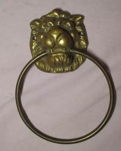 Vintage BRASS LION HEAD DOOR KNOCKER Head 2.5" Tall # 4737