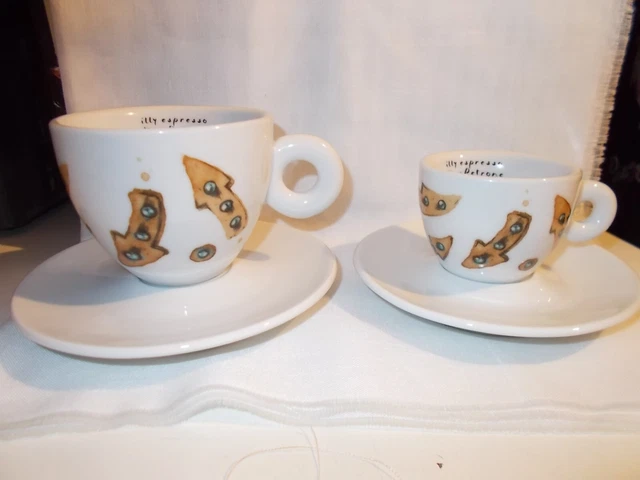 ILLY Tazzina caffè Espresso + Tazza cappuccino collezione Max Petrone piatto Ipa