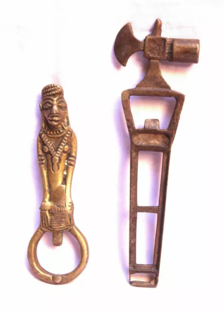 Indian Old Vintage Unique Hand Made Brass Bottle Opener 2Pc Collectible Br 471