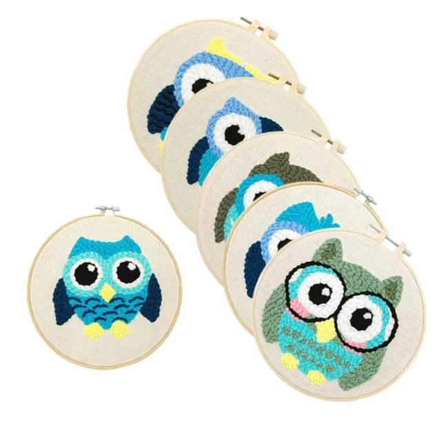 Owl Punch Needle Starter Kits Bar Hook Soft Yarn Craft DIY Handcraft