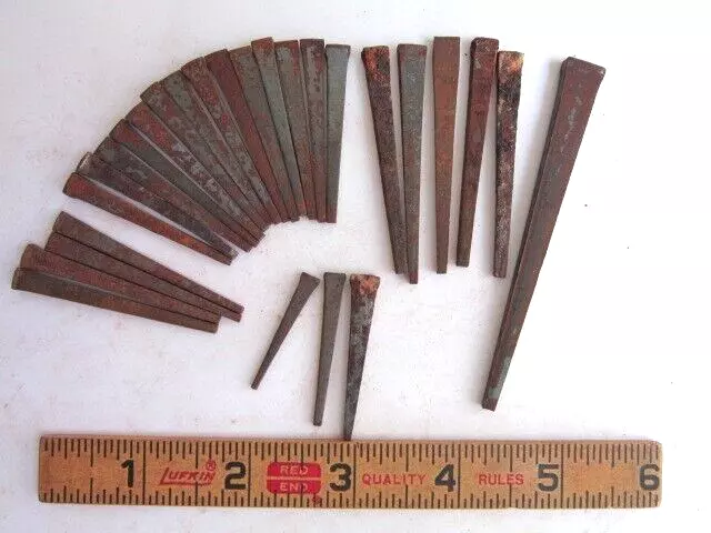 Antique Old Square NAILS Rustic Rusty Vintage 1¼”- 3½" Steel Cut 27 Piece Lot
