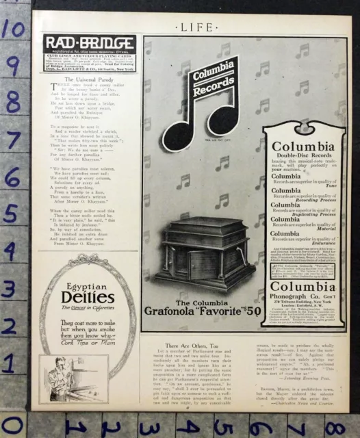 1911 Columbia Phonograph Grafonola Favorite Cabinet Record Player Music Ad Zz43