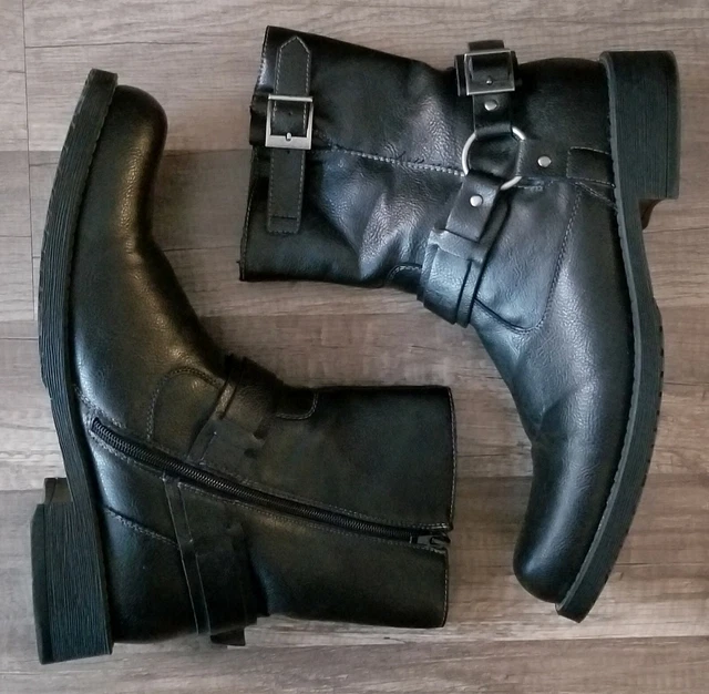 VINTAGE MENS LAVORAZIONE Artigiana Black Biker Boots 12M  display picture 2
