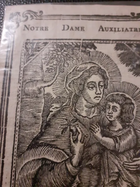Image Pieuse/ Gravure/ Canivet/ Holly Card. Notre-dame Auxiliatrice. 3