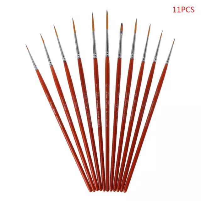 11pcs/set Professional Detail Paint Brush Fine Pointed Tip Miniature Brushes For