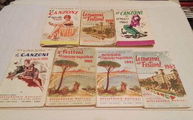 LOTTO 7 LIBRETTI CON TESTI CANZONI ITALIANE/NAPOLETANE ANNI 50-60, 19mg26