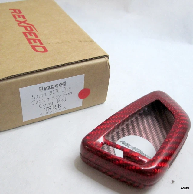Rexpeed Dry Carbon Key Fob Cover Red Compatible for A90 Toyota Supra 2020-2021