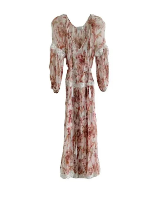 Zimmermann Oleander Floral Crinkled Slouch Silk Midi Dress Size 0 (4)