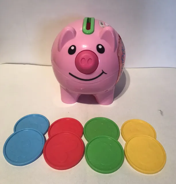 Fisher Price Smart Stages Laugh & Learn Piggy Bank w/ 8 Coins 2014 Mattel