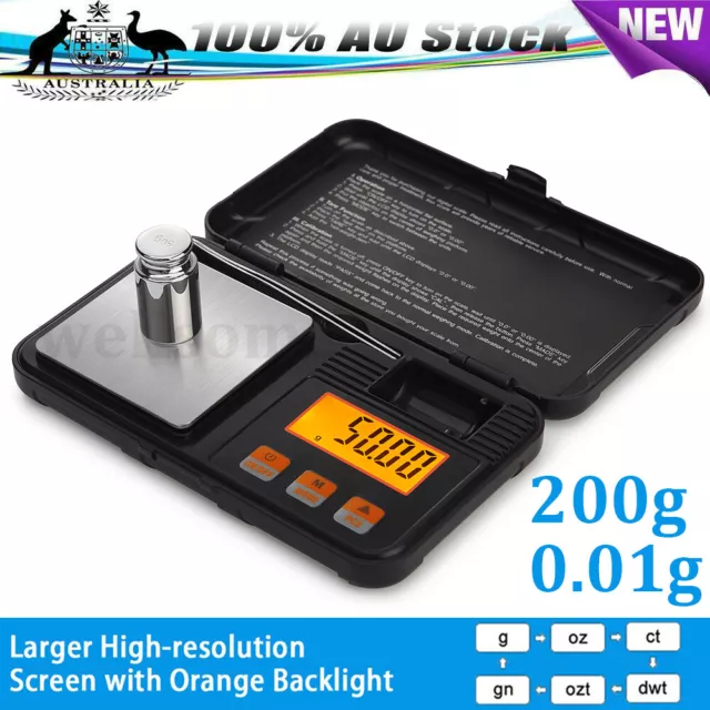 200g/0.01g Mini High Precision Electronic Jewellery Digital Milligram Scales AU