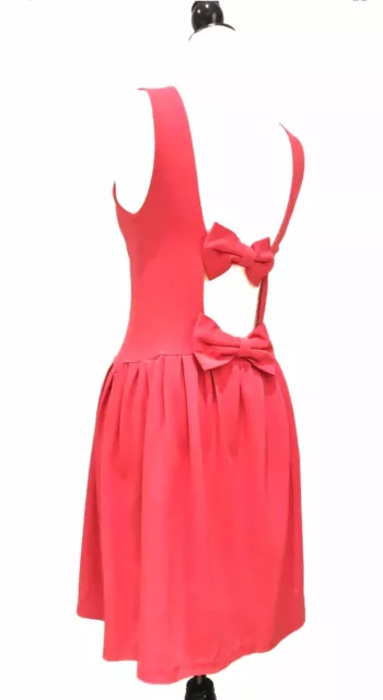 RED VALENTINO - Red Pink Sleeveless A-Line Open Bow Back Dress Sz S / M