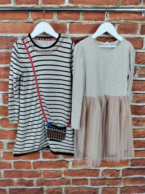Pacchetto Ragazze Età 6-7 Anni M&S Indaco Gap Abito Maniche Lunghe Lavorato A Maglia Set Da Festa 122 Cm