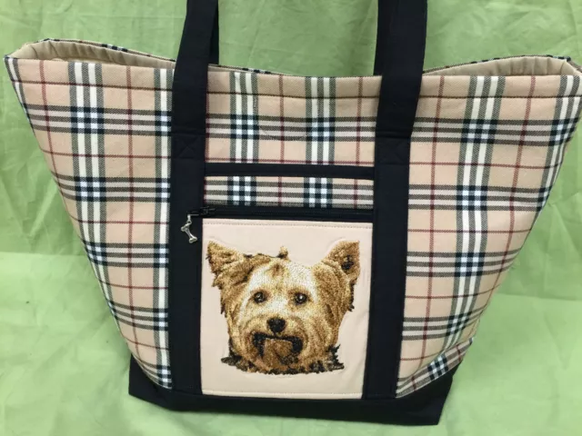 Beautiful Custom Embroidered Yorkshire Terrier Tote