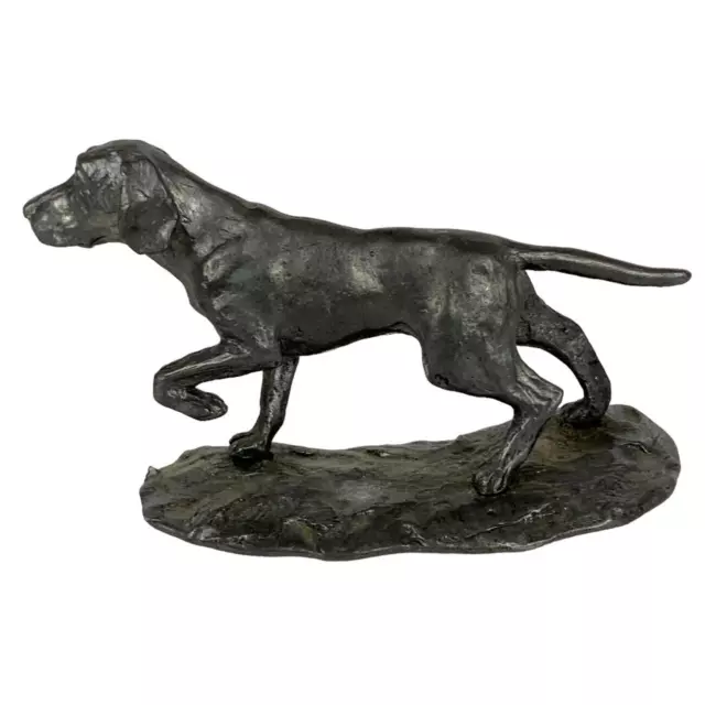 Ricker Bartlett Pewter Figurine Pointer Hunting Dog Signed Handmade Vtg 1975