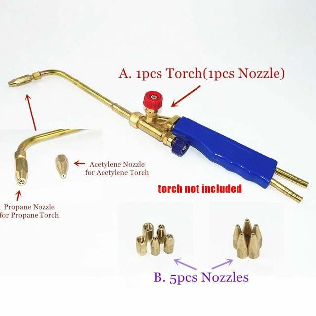 Attrezzatura per saldatura 1 5 * 5 pezzi 5-2 mm spessore acetilene ugello gas bruciatore per saldatura
