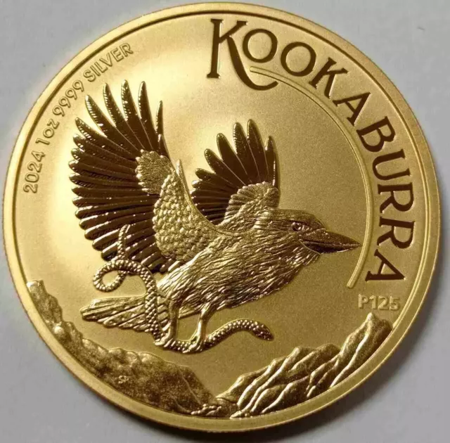 Silbermünze 1 oz Australien Kookaburra 2024 999 Silber Full Gildet