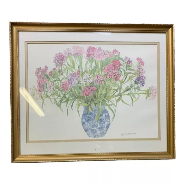 Vintage PENNY SILVERTHORNE Lovely still life watercolour flower Signed 2