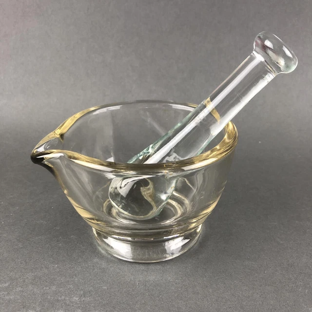 Vintage Clear Glass 4 Oz MORTAR & PESTAL Pharmacy Apothecary