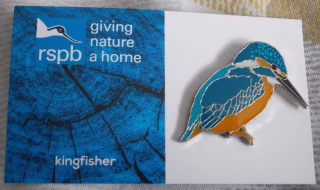 Kingfisher - Rspb, Giving Nature A Home, Rare Pin/Badge, On Backing Card.
