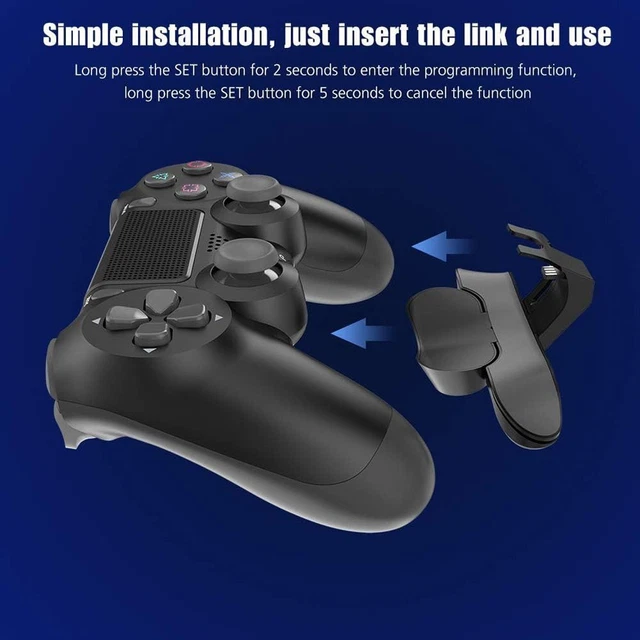 Back Button Paddles For PS4 Controller – Programmable Rear Buttons, Plug & Play