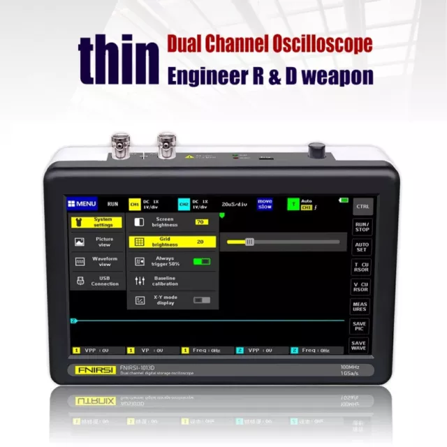 FNIRSI 1013D Digital Oscilloscope Mini 7 "Touch Panel 2CH 100MHz Bandwidth 1GS