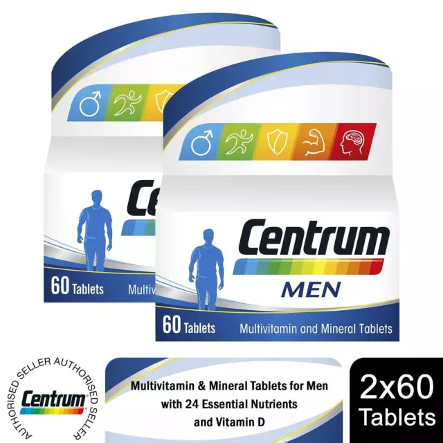 Centrum Herren Multivitamin & Mineraltabletten mit 24 essentiellen Nährstoffen 2x60 Tabletten