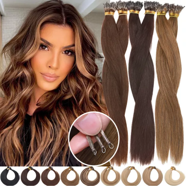 Thick Russian Nano Ring Loop Human Remy Hair Tip Micro Bead Hair Extensions 1g/s