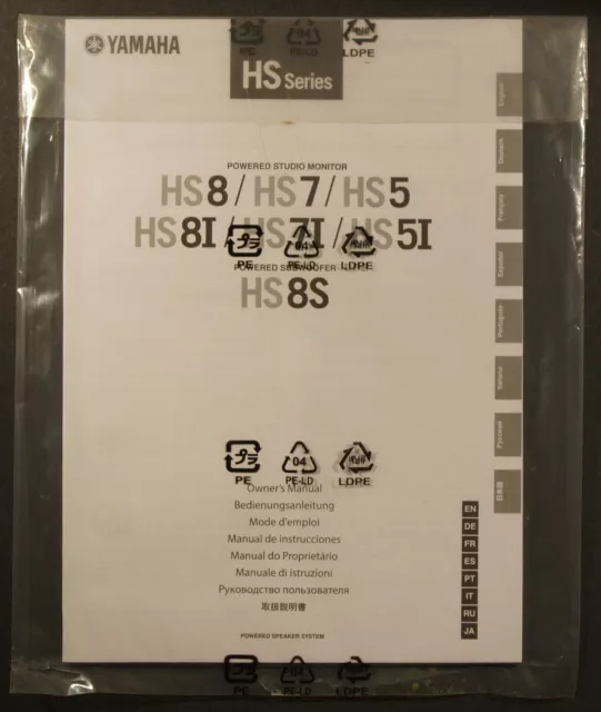 Yamaha HS Series Manual for HS8 HS7 HS5 HS8I HS7I HS5I HS8S, NEW !!!